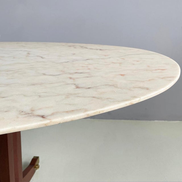 Mid-Century Italian Modern Dining Table in Marble, Wood and Brass, 1960s For Sale - Image 9 of 17