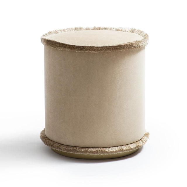 IL Pouf Tone On Tone Beige by Lo Decor For Sale - Image 4 of 4