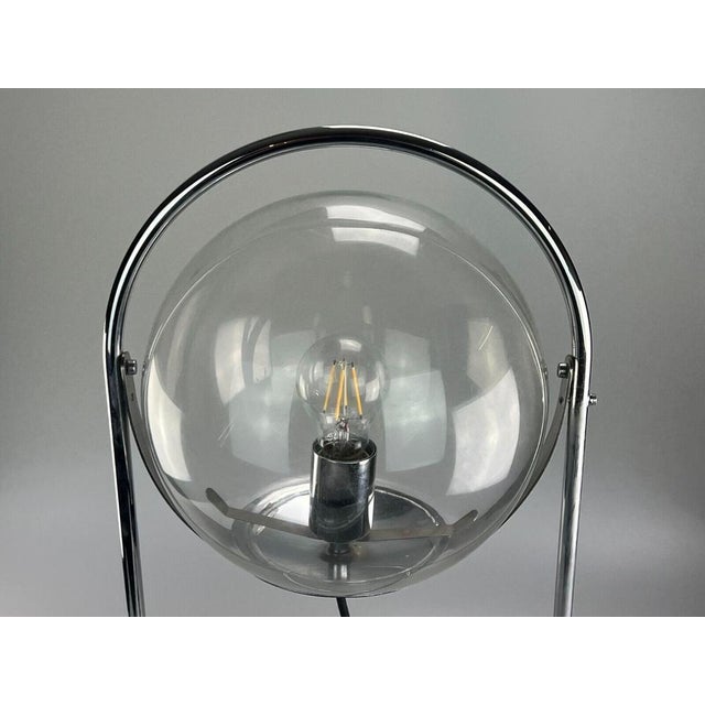 Silver Space Age Ball Table Lamp in Glass & Metal, 1970s For Sale - Image 8 of 18