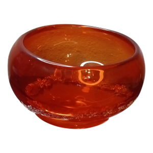 1960s Exquisite Signed Coquille Flygsfors Orange Squat Vase From Sweden