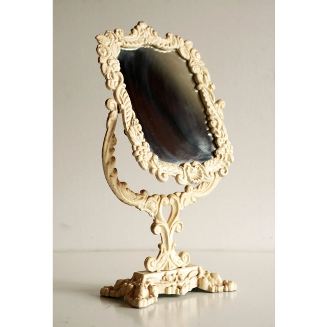 Vintage Cast Iron Victorian Vanity / Dresser Make Up Mirror For Sale - Image 4 of 7