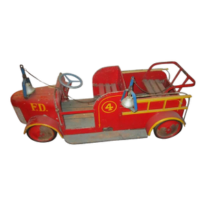 1940s Coney Island Amusement Park Kiddie Car Fire Engine in Original Condition