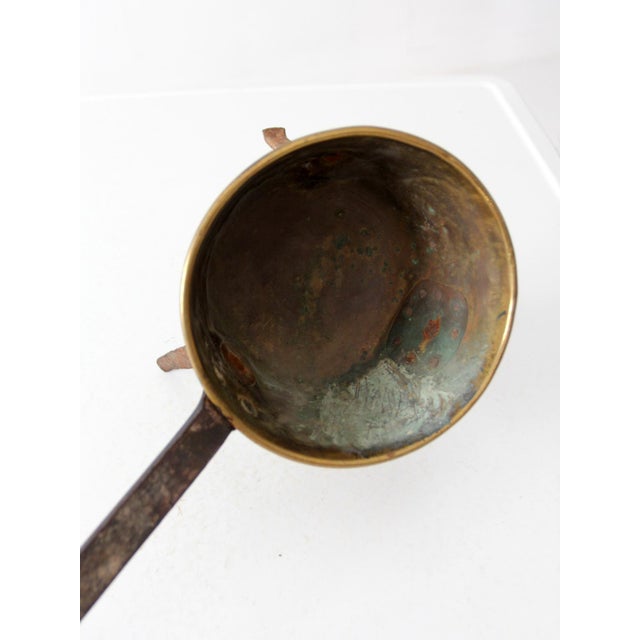 Antique Brass and Iron Three-Legged Hearth Cooking Pan For Sale - Image 12 of 16