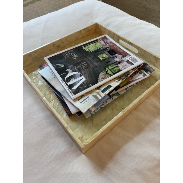 2010s Square Capiz Shells Mosaic Style Decorative Tray For Sale - Image 5 of 5