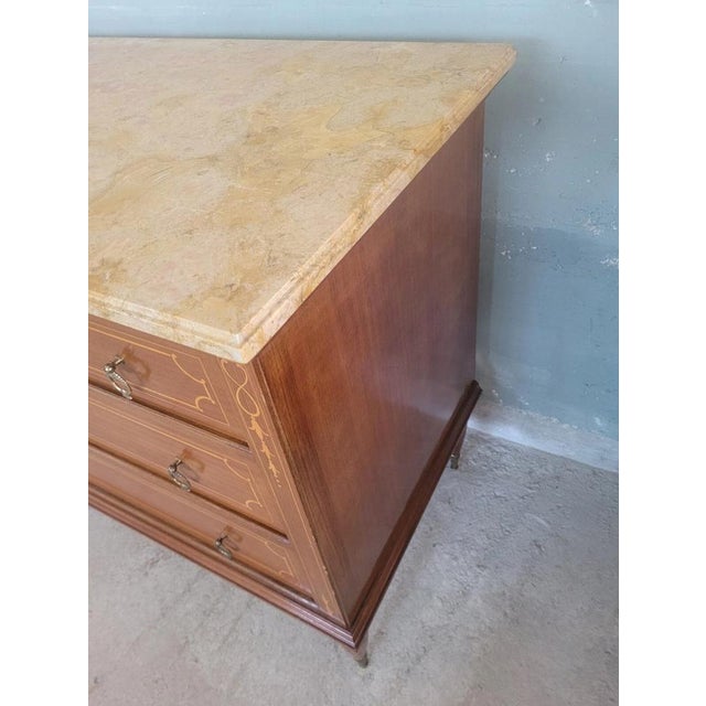 Wood Louis XVI Style Chest of Drawers with Marble Top For Sale - Image 7 of 17