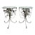 Italian Mid-Century Mixed Metal Wrought Iron Side Tables, Glass Tops, Pair For Sale