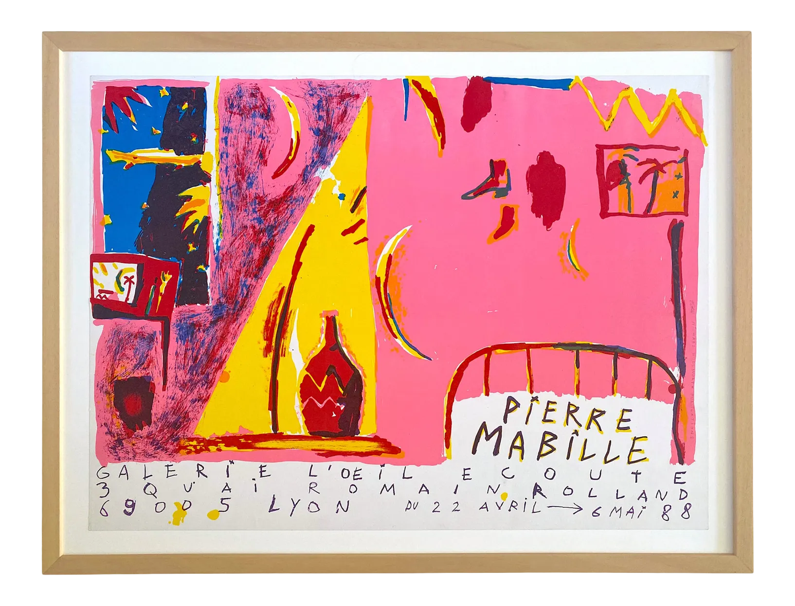 Pierre Mabille Vintage 1988 Postmodern Fine Art Silkscreen Print