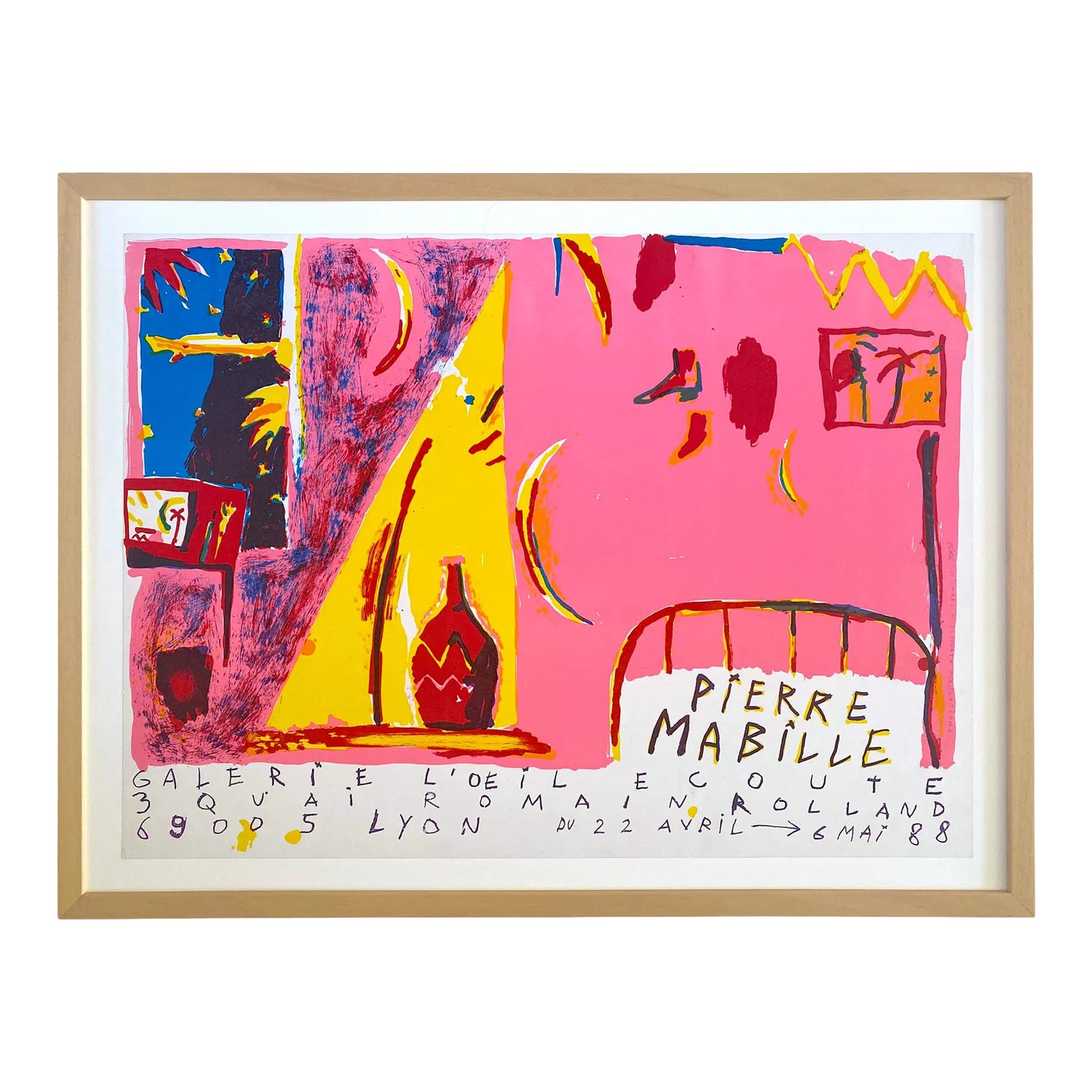 Pierre Mabille Vintage 1988 Postmodern Fine Art Silkscreen Print