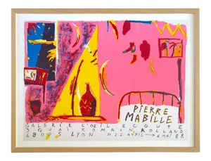 Pierre Mabille Vintage 1988 Postmodern Fine Art Silkscreen Print Framed French Exhibition Poster