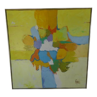 Vintage 1970s Modern Abstract Painting Signed Renolds, Framed For Sale
