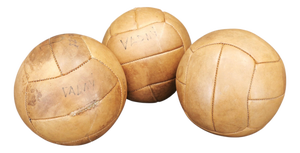 Czech Leather Medicine Balls, 1950s, Set of 3