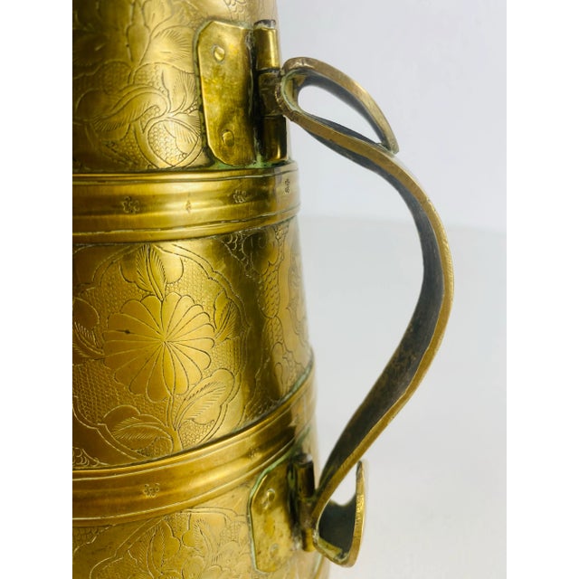 Metal Mid 20th Century Solid Brass Hand Chafed Vessel For Sale - Image 7 of 9