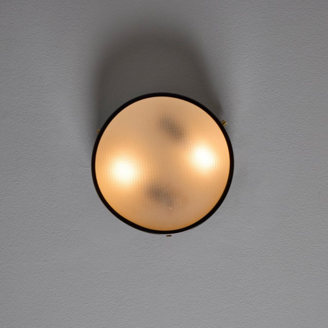 1960s Round Black Metal and Opaline Glass Ceiling Lamp by Bruno Gatta for Stilnovo For Sale - Image 13 of 16