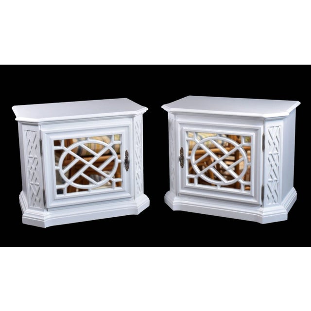 White Mirrored Fretwork Nightstands For Sale In West Palm - Image 6 of 6