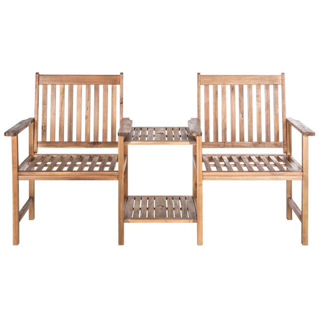 Outdoor Twin Seat Bench in Natural For Sale In Philadelphia - Image 6 of 6