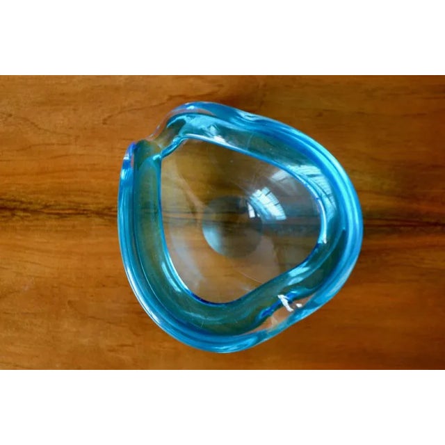 Boho Chic Blue Piriform Murano Glass Ashtray For Sale - Image 3 of 6