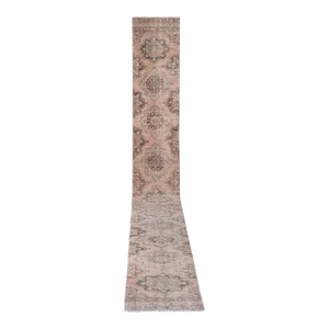 1960s Vintage Turkish Oushak Extra Long and Wide Runner - Stair Tread 2'7'' X 23'9''
