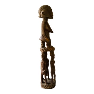 1900s African Carved Wood Totem Caryatid Sculpture For Sale