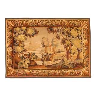 1920s Antique Aubusson Tapestry Verdure With Ducks and Stream For Sale