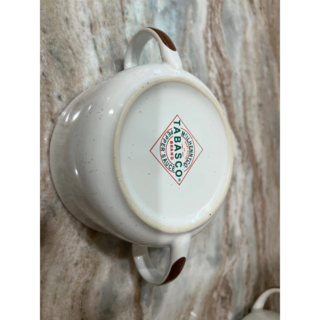 Nautical 1980s Tabasco Brand Oysters Double-Handle Gumbo Bowl - Set of 4 For Sale - Image 3 of 4