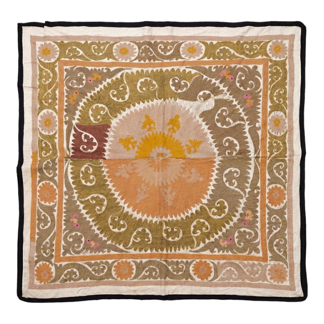 Decorative Tashkent Suzani Tablecloth 4'11'' X 5' For Sale