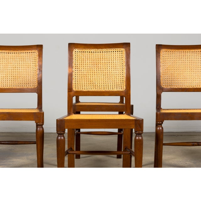 1940s French Provincial Walnut & Cane Dining Chairs, Set of 6 For Sale - Image 4 of 18