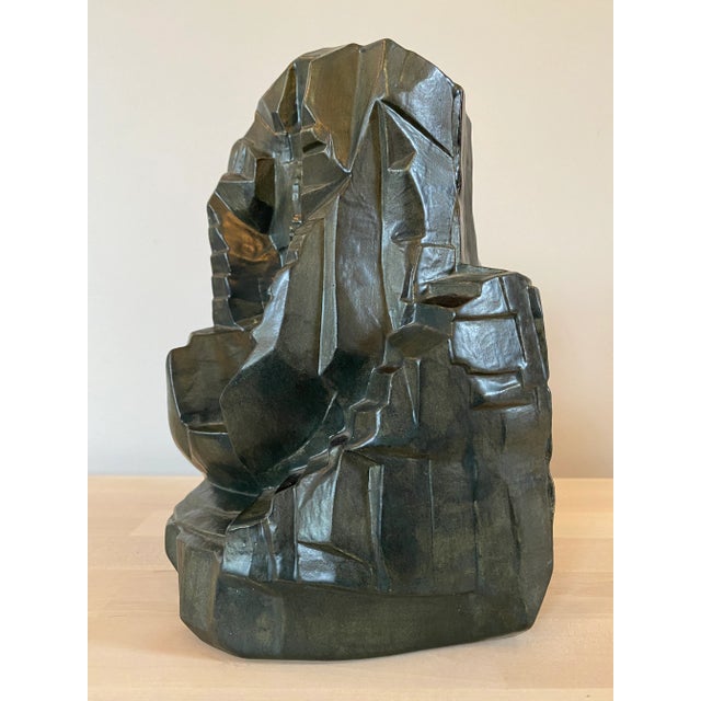 A very cool 80s Post Modern cubist ceramic sculpture. It is indistinctly signed on the bottom and dated 1987.