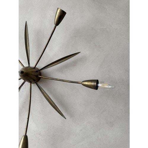 Mid-Century Modern Sputnik Ceiling Lamp in Brass, 1950s For Sale - Image 4 of 10