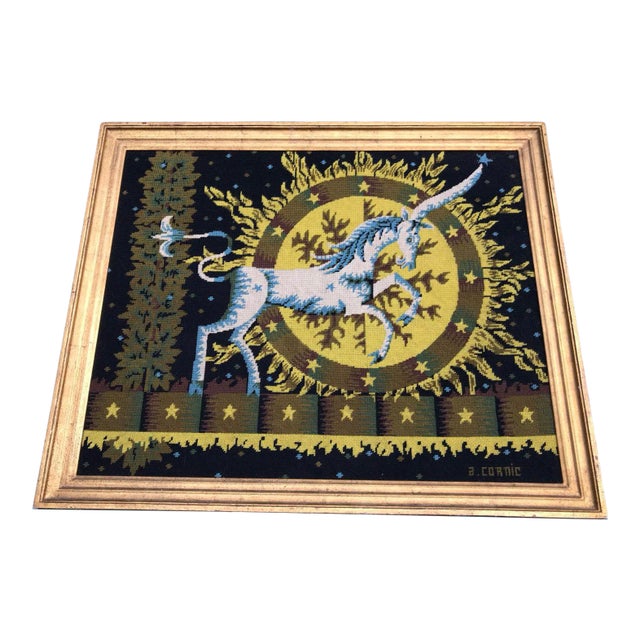 1960s Alain Cornic Mid-Century Framed Aubusson For Sale