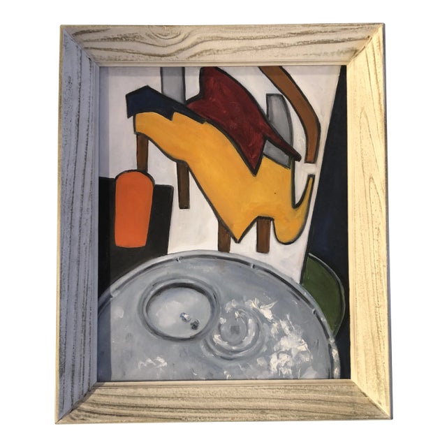 Vintage Modernist Abstract Still Life Painting Vintage Frame 1970’s For Sale