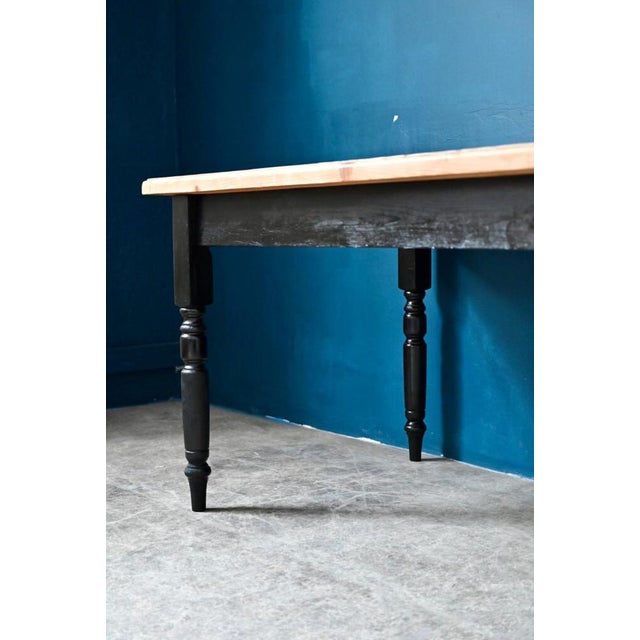 Large Bohemian Farm Table with Black Feet, 1970s For Sale - Image 12 of 18