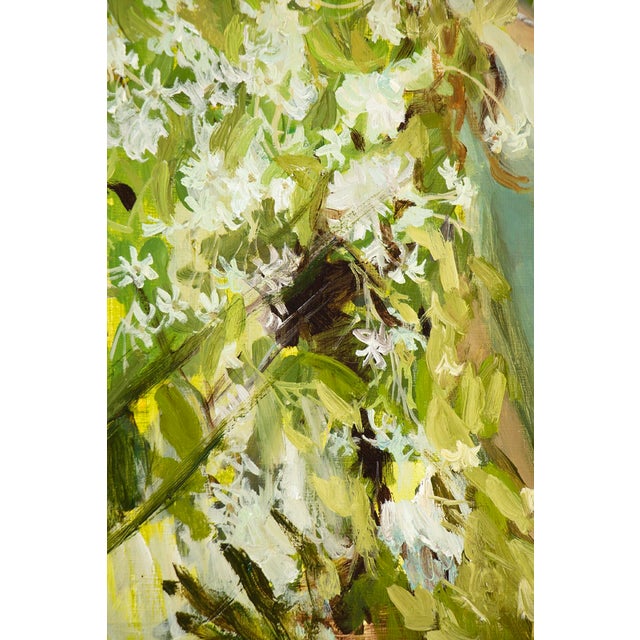 Early 21st Century Jasmine by Nadezda | Oil on Panel Portrait of a woman among jasmine flowers For Sale - Image 5 of 5