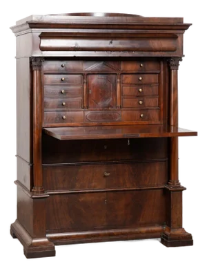 19th Century German Mahogany Biedermeier Secretary Bureau