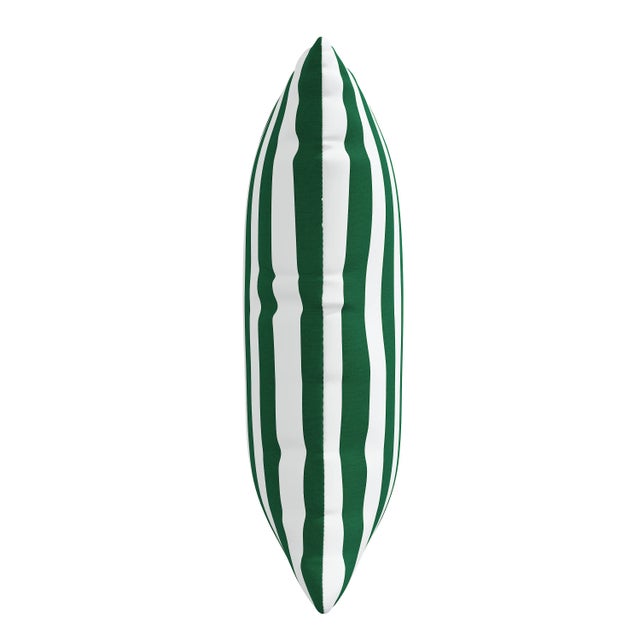 Spritely Home 22" Indoor/Outdoor Pillow in Emerald Canopy Stripe For Sale - Image 4 of 6