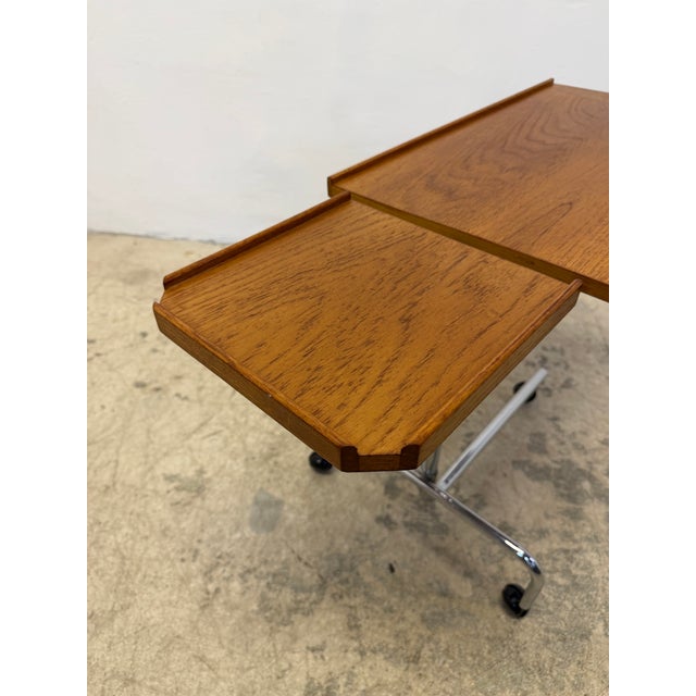Danecastle Danish Modern Teak and Chrome Adjustable Reading Tray Table, 1970s For Sale - Image 11 of 16