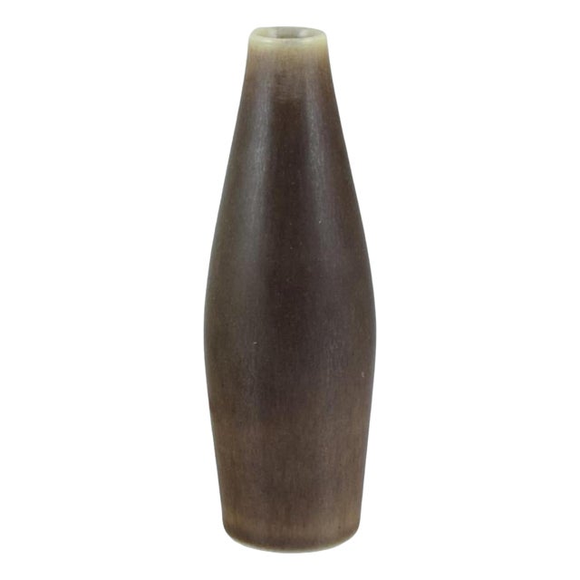 Slender Ceramic Vase with Hare Fur Glaze by Per Linnemann-Schmidt for Palshus, 1960s For Sale