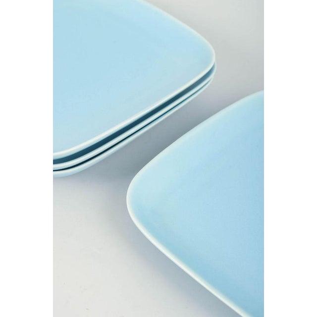 Square Turquoise Glazed Dinner Plates from Höganäs Keramik, Late 20th Century, Set of 4 For Sale - Image 3 of 5