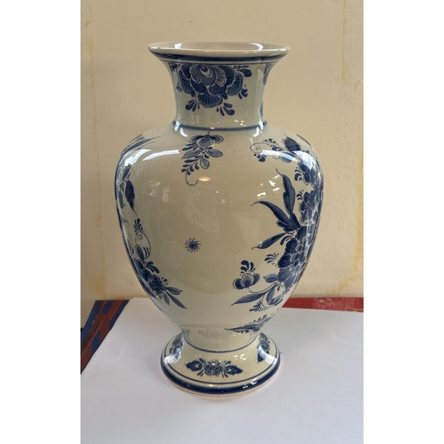 Mid 20th Century Mid Century Delft Blue and White Vase For Sale - Image 5 of 9