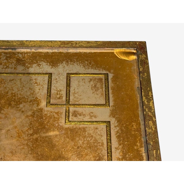 Jacques Quinet Style, Coffee Table, Gold Églomisé Glass, Iron, France, 1960s For Sale - Image 13 of 16