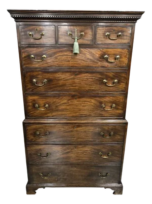 Georgian Mahogany Chest on Chest of Drawers, 1750s