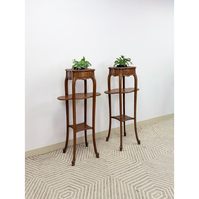 Farmhouse French Provincial Planter Box Stand Side Table Copper Tray Vintage Pair For Sale - Image 3 of 12