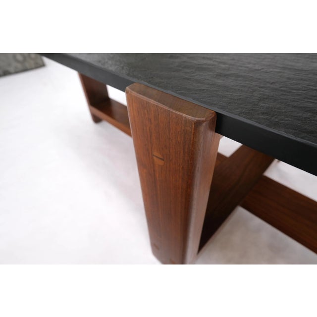 Solid Walnut & Slate Rectangular Mid-Century Modern Coffee Table For Sale - Image 10 of 12