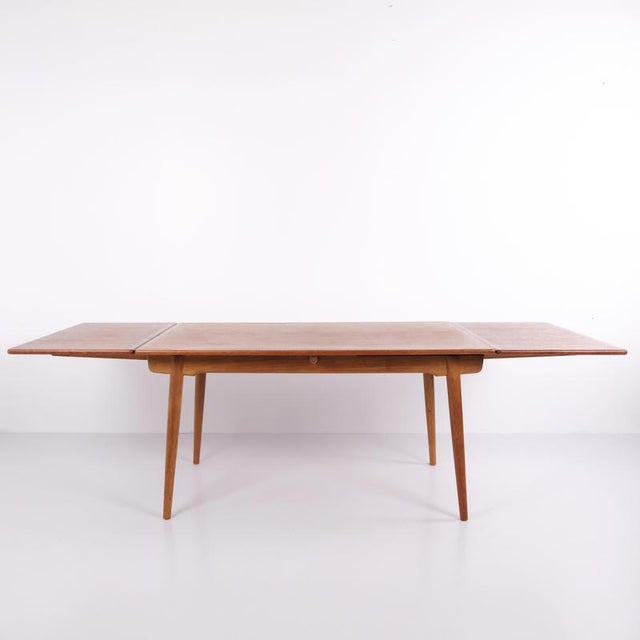 Teak and Oak Dining Table with Extensions by Hans J. Wegner for Andreas Tuck, Denmark, 1960s For Sale - Image 10 of 11