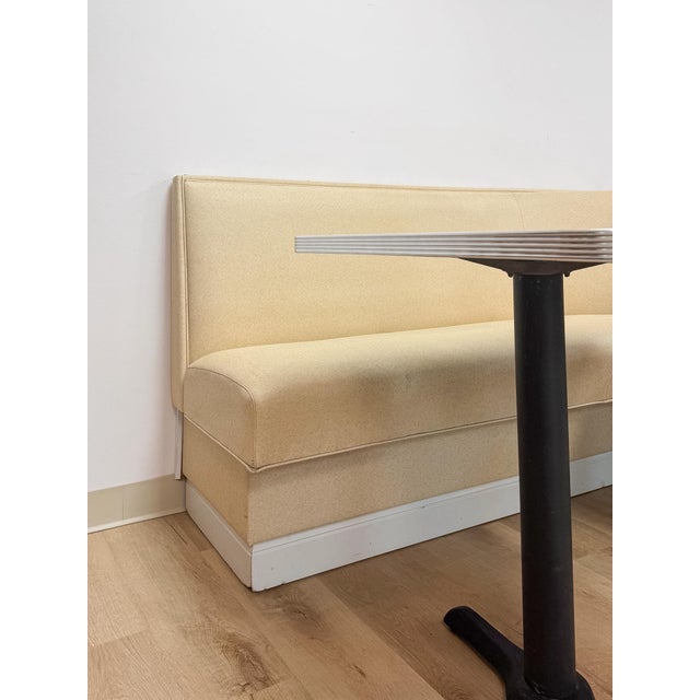 Cream Vintage Retro Diner Banquette Booth Set Chrome Table Cream Vinyl L-Shape For Sale - Image 8 of 18