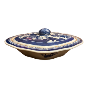Early 1800s Canton Lidded Tureen Blue and White