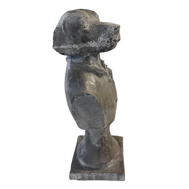 Metal Vintage Anthropomorphic Cast Iron Dog Bust Sculpture With Weathered Patina For Sale - Image 7 of 12