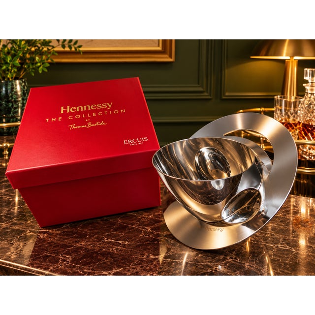 1960s Style Hennessy Ice Bucket by Thomas Bastide for Ercuis Paris – Sculptural French Modernist Barware With Original Box For Sale - Image 18 of 18