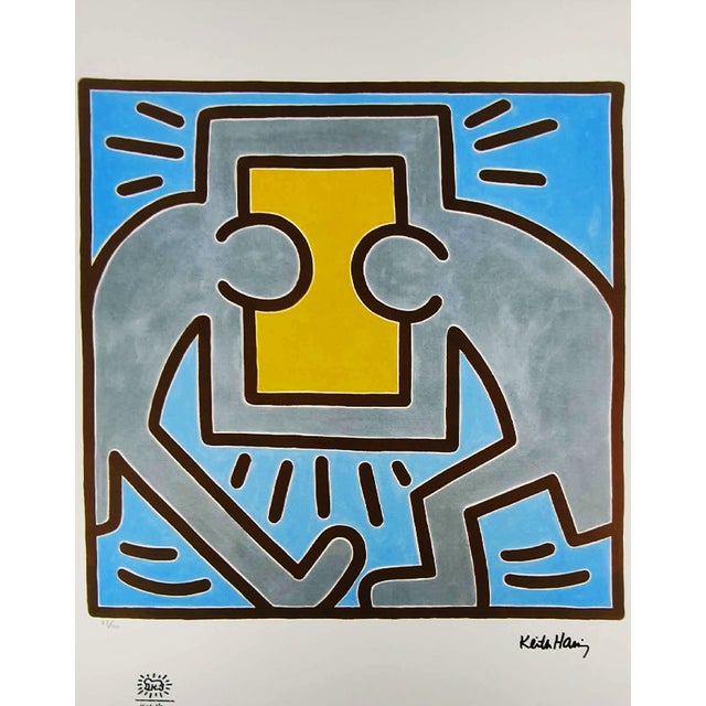 Keith Haring Limited Edition Lithograph Numbered in Pencil - 47 of 150 After Authorization stamps: Impressed Oringinal...