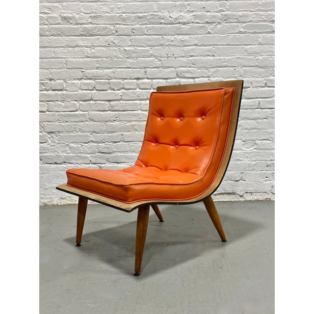 Carter Brothers Mid Century Modern Scoop Lounge Chair by Carter Brothers | Orange Tufted Chair, C. 1950's For Sale - Image 4 of 13
