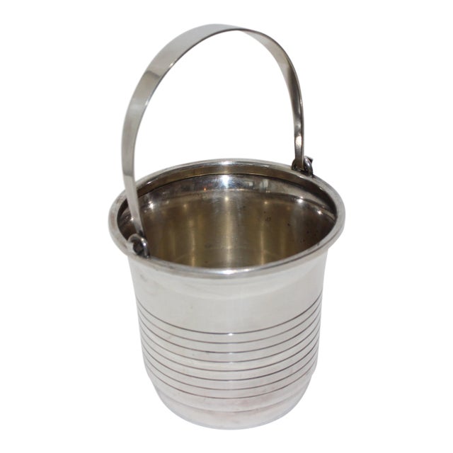 Personal Ice Bucket 1930s Streamline Moderne Silver Plated Hallmarks For Sale